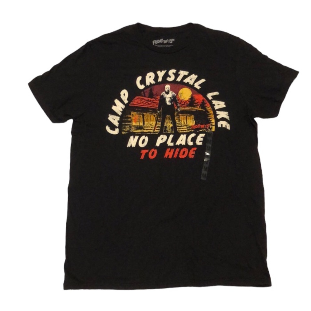 Friday The 13th Jason Vorhees Camp Crystal Lake Graphic Black Shirt Men’…